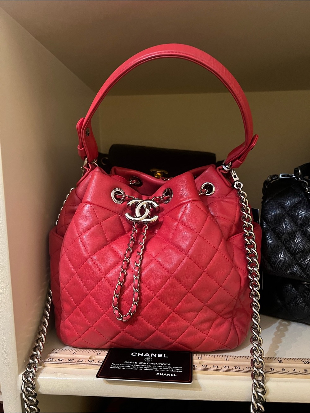CHANEL CC Chain Quilted Drawstring Bucket Bag